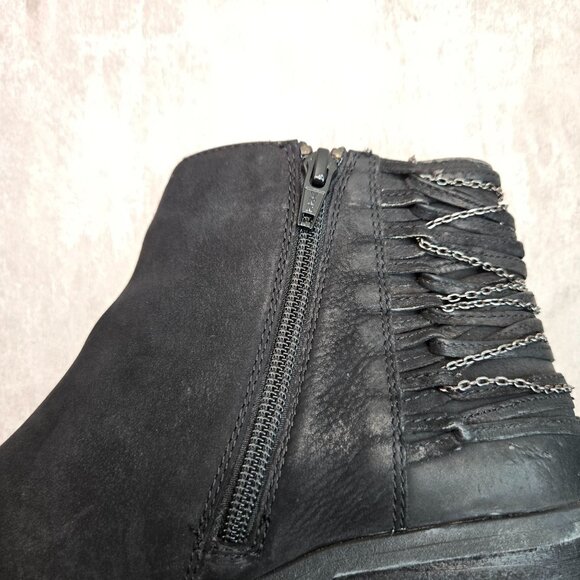 Steve Madden Ankle Boots Size 8 Black Leather Grunge Goth Edgy Chain Booties - Picture 12 of 14